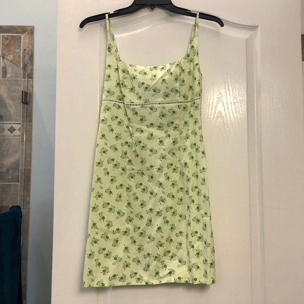 Green floral mini dress